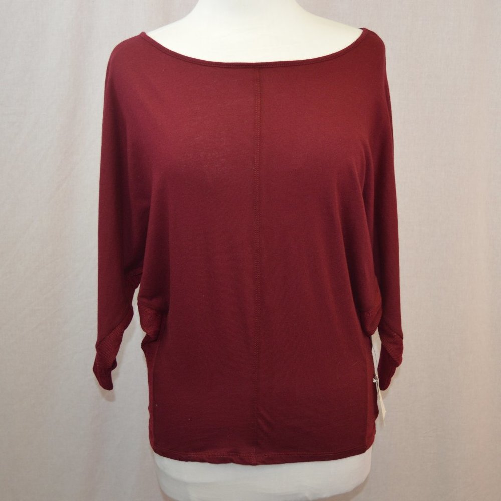 H by Bordeaux Solid maroon batwing tee